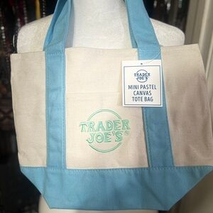 Blue and Cream Canvas Tote Bag